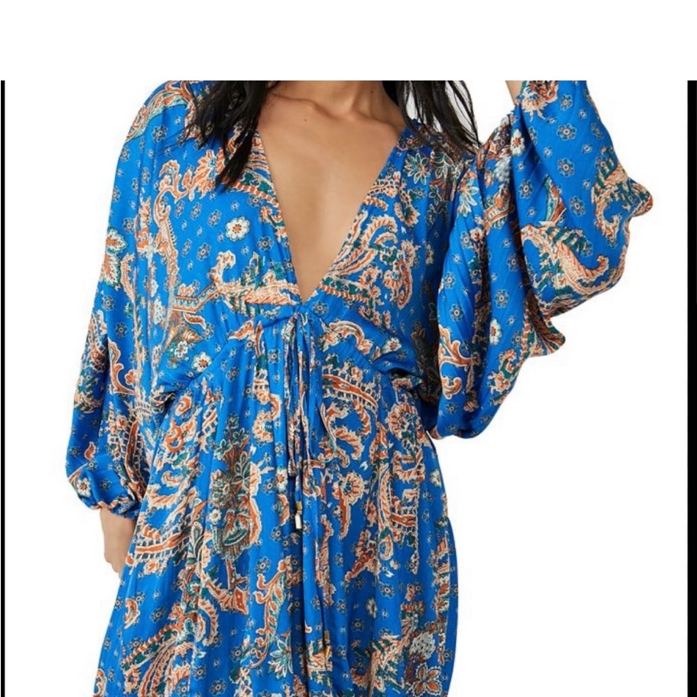 Free People tan Floral Boho Dress